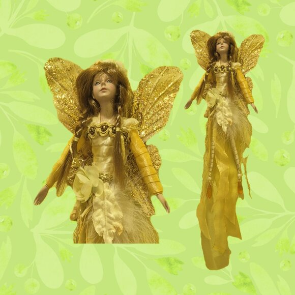 Vintage Gold & Yellow Fairy Ornament - Picture 1 of 15